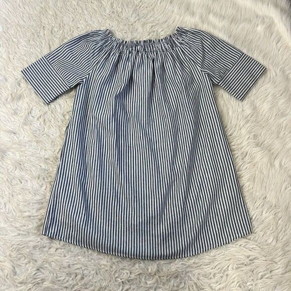 Paper Crane NWOT Cotton Striped Smocked Off Shoulder Midi Dress Boho Dress Large - Picture 2 of 12